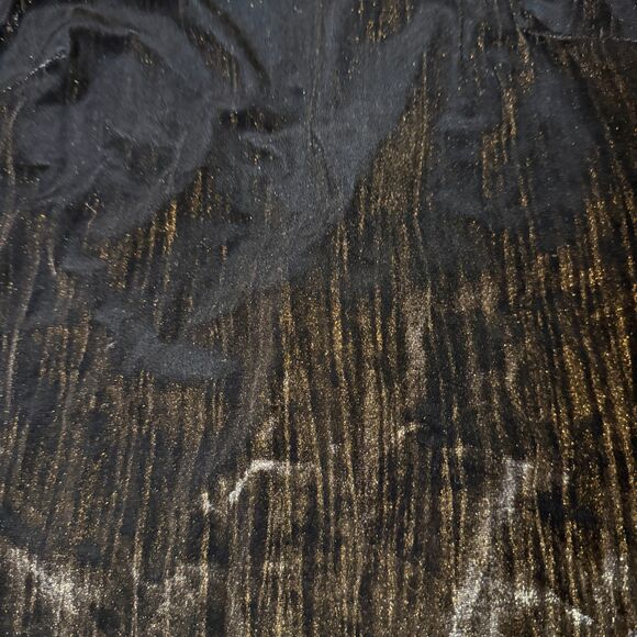 NWT Topshop Cold Shoulder Velvet Metallic Romantic Black Mini Dress Size 6 - Picture 5 of 9